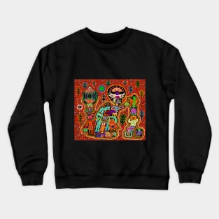 The Circus Comes to Town - Ye Ole Circus - Mola Folk Art Circus Crewneck Sweatshirt